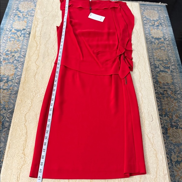 NWT REISS Robyn Ruffle Side Bodycon Dress In Red. $370 - Picture 9 of 14